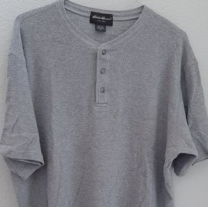 Eddie Bauer Men's Henley Short Sleeve Pullover Shirt, Gray, XL,  Pre-Owned